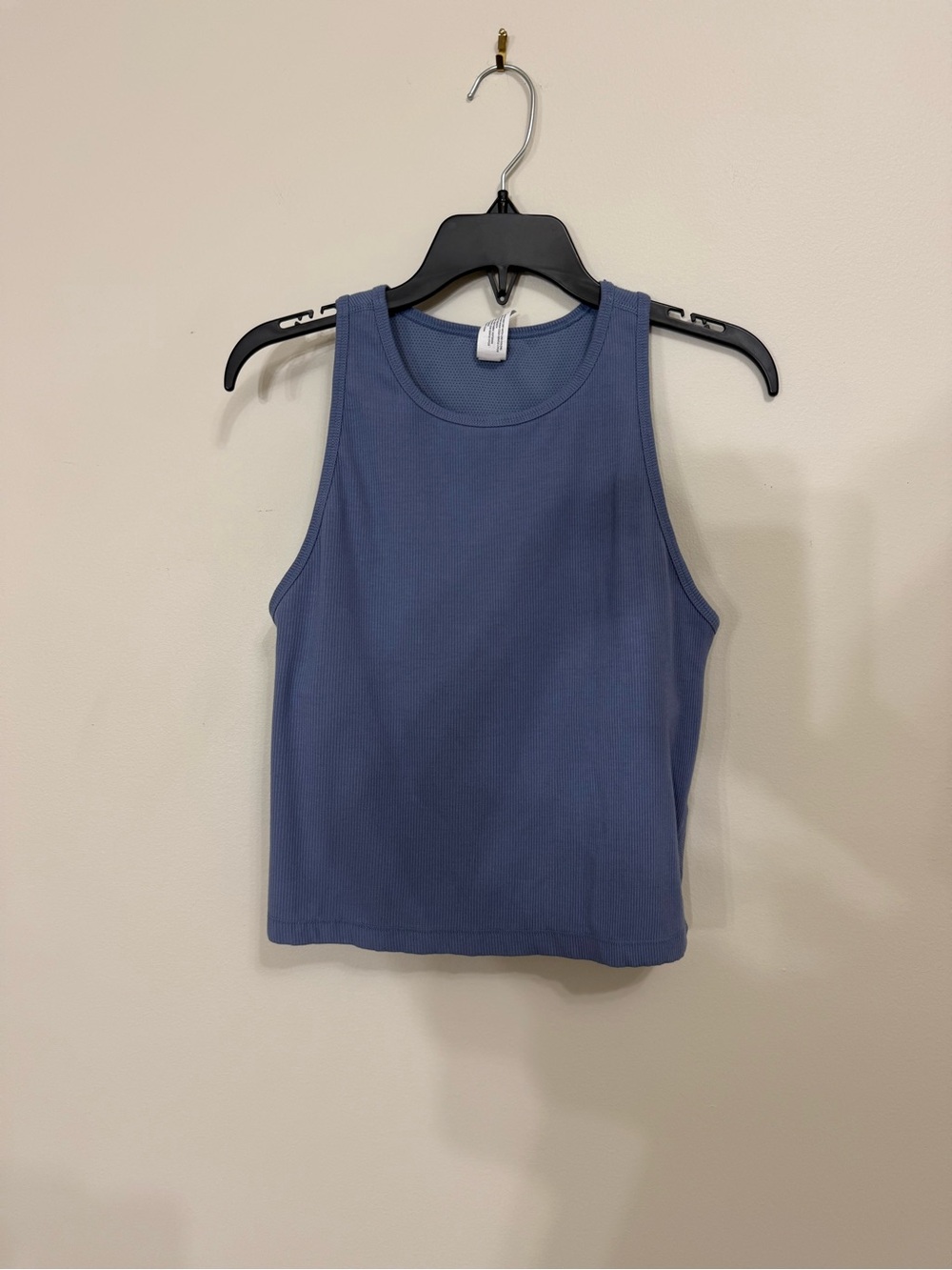 Yogalicious Heavenly Rib Stacy Crop Tank Blue Ribbed Sleeveless Top M